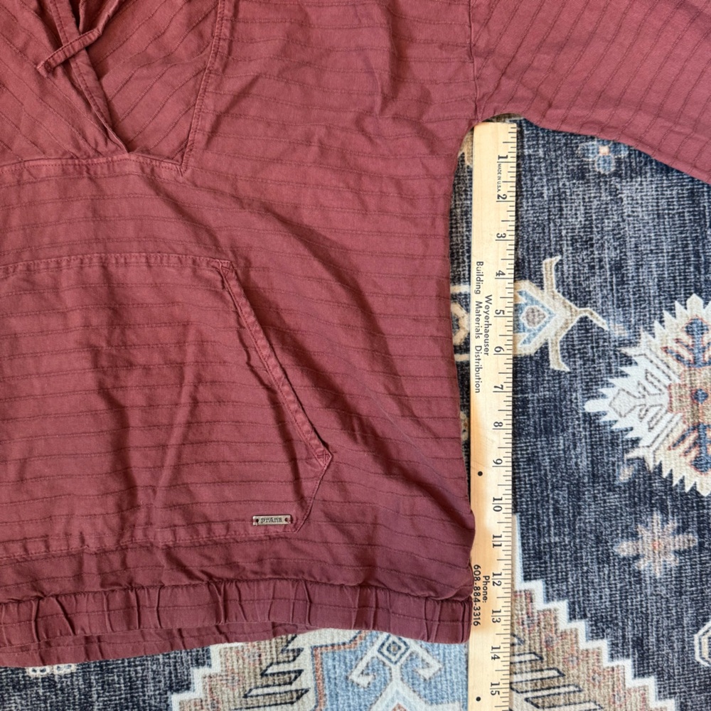 Prana Farin Hooded Pullover Organic Cotton Brick Red Women’s Size Medium - Picture 11 of 12